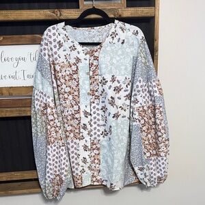 SHEIN Multicolor Patchwork Blouse